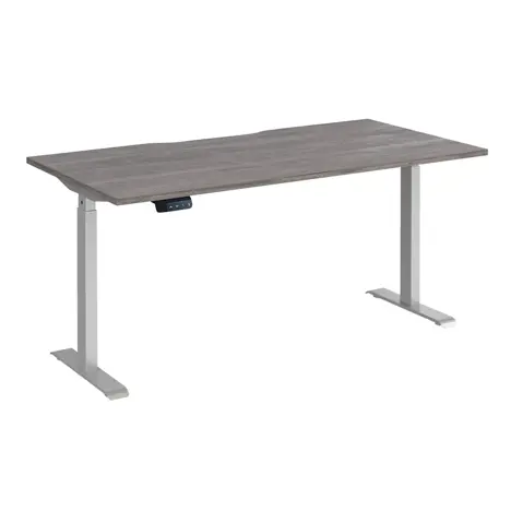 Elev8 Contract Straight Sit-Stand Desk - 1600 - Silver - Grey Oak